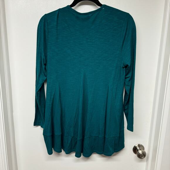 Chicos Womens Teal Green Long Sleeve Top T-Shirt High Low Size 1P Medium Petite - Picture 2 of 11
